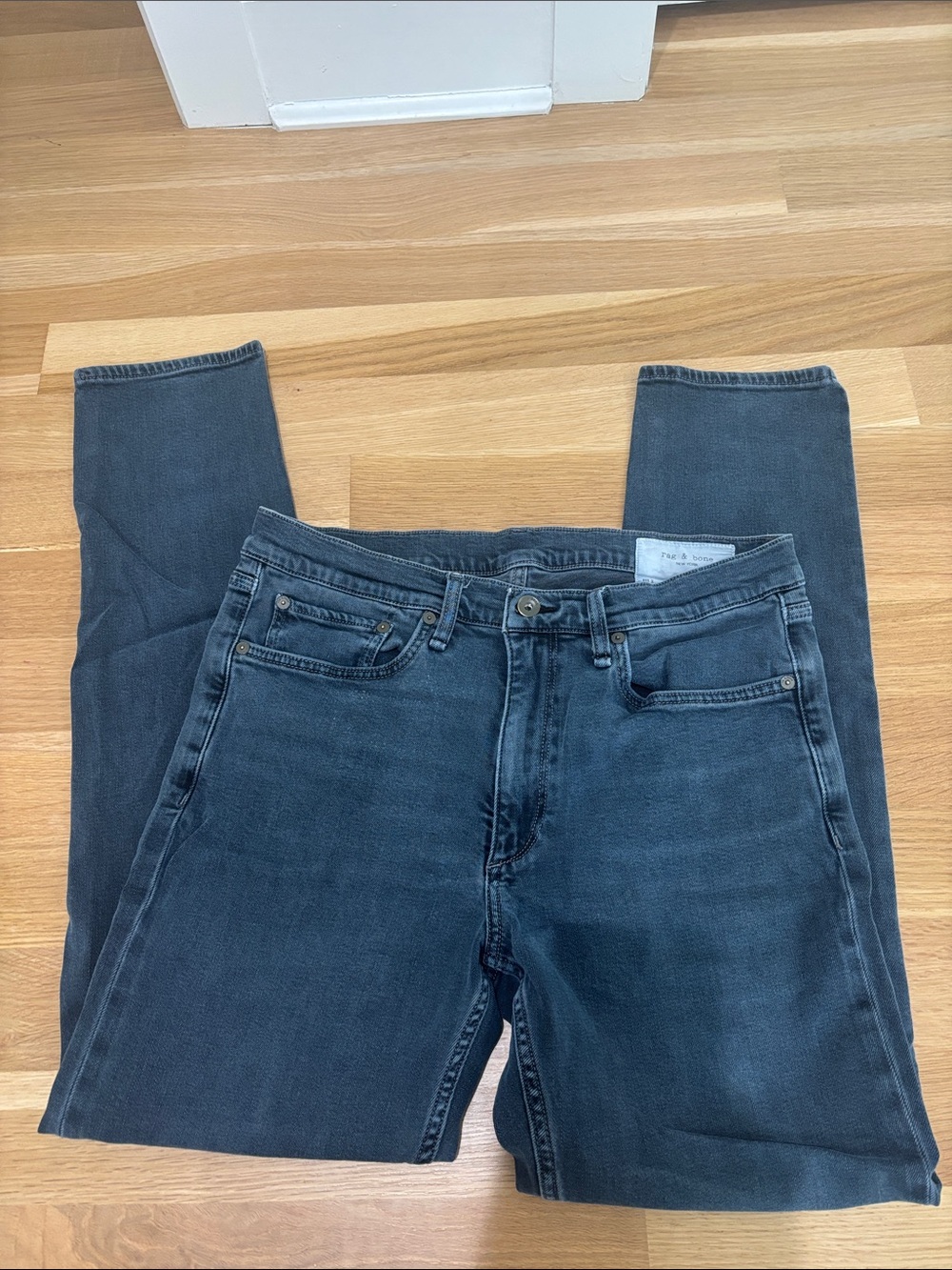 rag & bone Men's Skinny Jeans in Washed Black-Blue